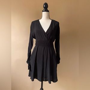Zara faux wrap black mini dress with cuff detail size medium